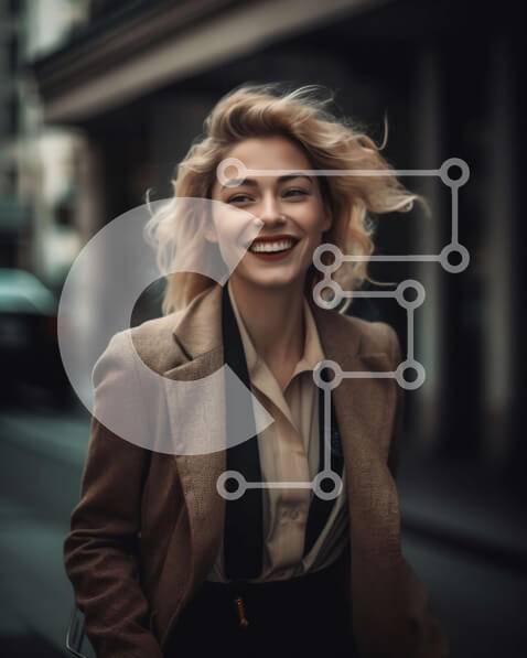 Intra Συλλεκτικό Ξύλινο Παζλ Plywood  4mm - Χαλαρή γυναίκα με μπεζ μπουφάν στο City Street Σε Ξύλινο Κουτί - Διαστάσεις Puzzle: 10x10 cm – 25 κομμάτια