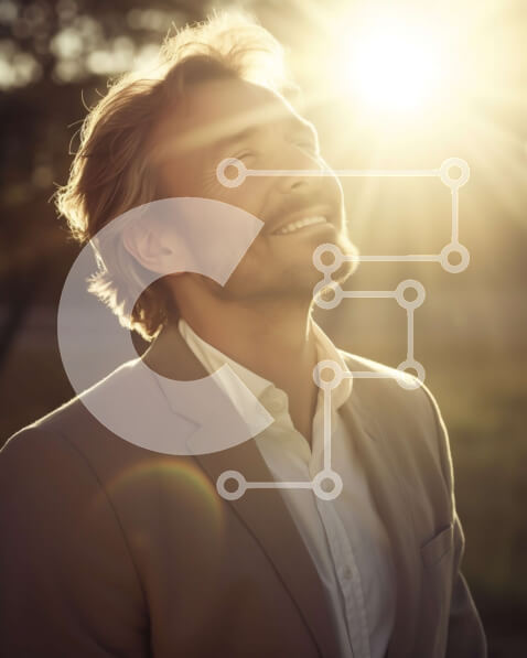 Intra Συλλεκτικό Ξύλινο Παζλ Plywood  4mm - Χαμογελαστός άνδρας με κοστούμι και γραβάτα απολαμβάνοντας μια ηλιόλουστη μέρα Σε Ξύλινο Κουτί - Διαστάσεις Puzzle: 10x10 cm – 25 κομμάτια