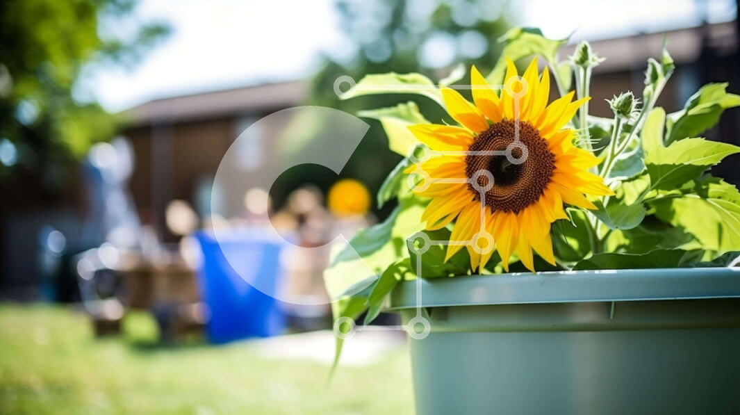 Intra Συλλεκτικό Ξύλινο Παζλ Plywood  4mm - Ηλίανθος σε γλάστρα στο γρασίδι Σε Ξύλινο Κουτί - Διαστάσεις: 10x10 cm – 25 κομμάτια