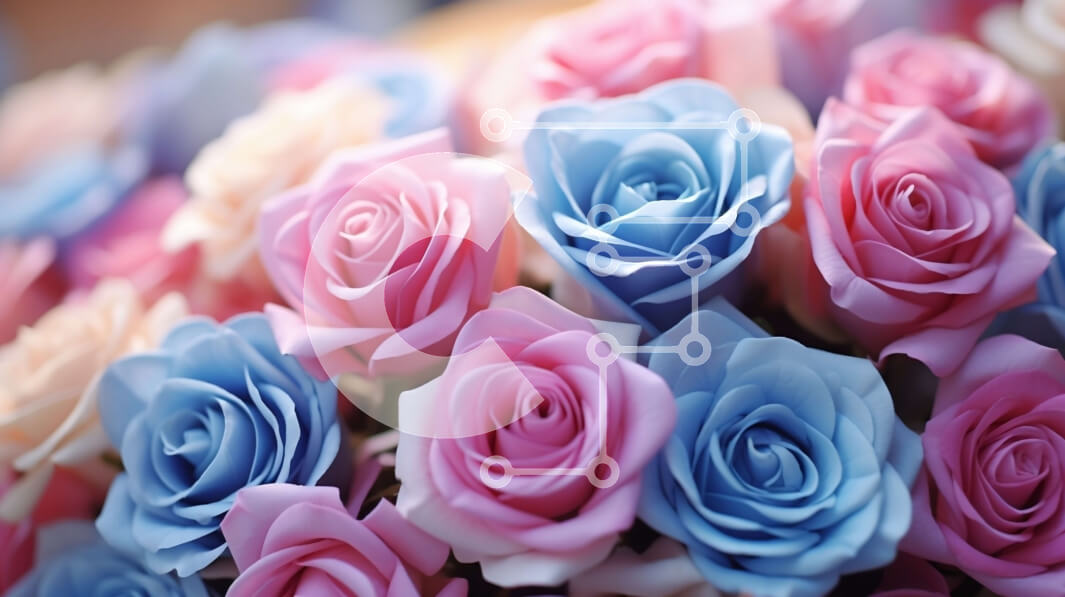 Intra Συλλεκτικό Ξύλινο Παζλ Plywood  4mm - Όμορφα ροζ και μπλε τριαντάφυλλα σε ένα βάζο Σε Ξύλινο Κουτί - Διαστάσεις: 10x10 cm – 25 κομμάτια