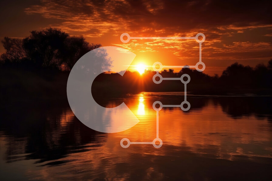 Intra Συλλεκτικό Ξύλινο Παζλ Plywood  4mm - Εκπληκτικό τοπίο ηλιοβασιλέματος με δέντρα στον ορίζοντα Σε Ξύλινο Κουτί - Διαστάσεις: 10x10 cm – 25 κομμάτια