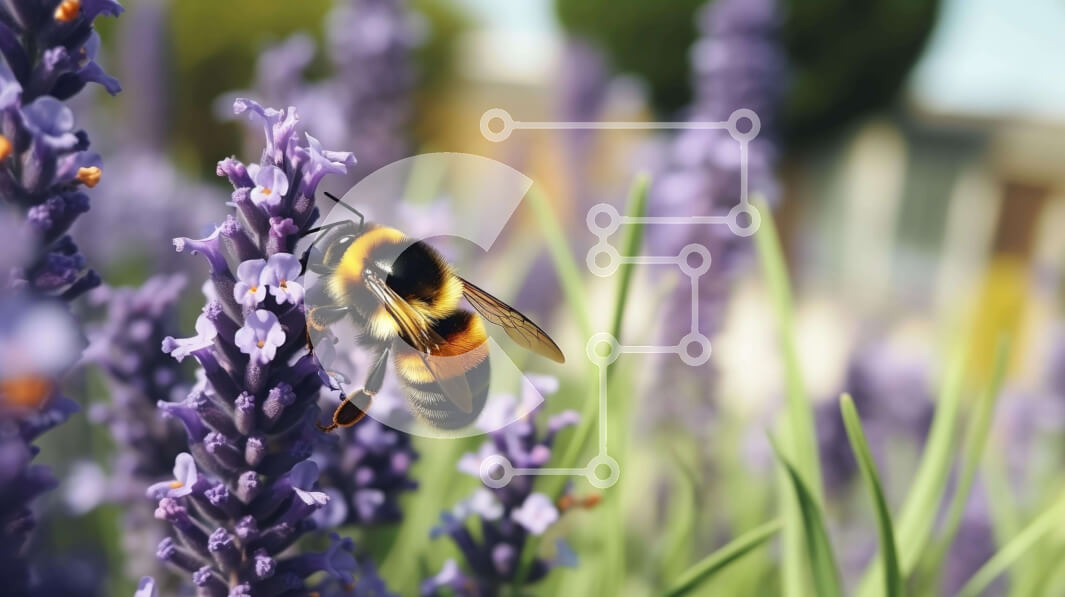 Intra Συλλεκτικό Ξύλινο Παζλ Plywood  4mm - Μέλισσα στα λουλούδια λεβάντας Σε Ξύλινο Κουτί - Διαστάσεις: 10x10 cm – 25 κομμάτια