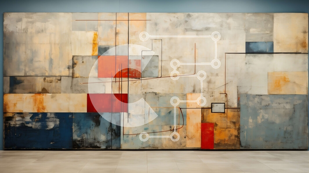 Intra Συλλεκτικό Ξύλινο Παζλ Plywood  4mm - Ζωντανή αφηρημένη ζωγραφική σε καμβά σε κόκκινο, μπλε και κίτρινο Σε Ξύλινο Κουτί - Διαστάσεις Puzzle: 10x10 cm – 25 κομμάτια