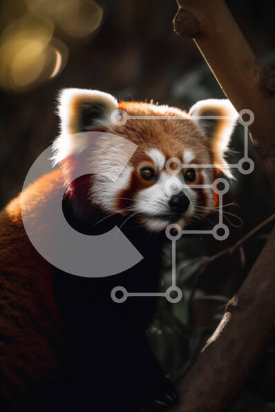 Σετ των 2 Intra Συλλεκτικό Ξύλινο Παζλ Plywood  4mm - Αξιολάτρευτη εικόνα ενός κόκκινου Panda που κάθεται σε ένα κλαδί δέντρου Σε Ξύλινο Κουτί - Διαστάσεις: 10x10 cm – 25 κομμάτια