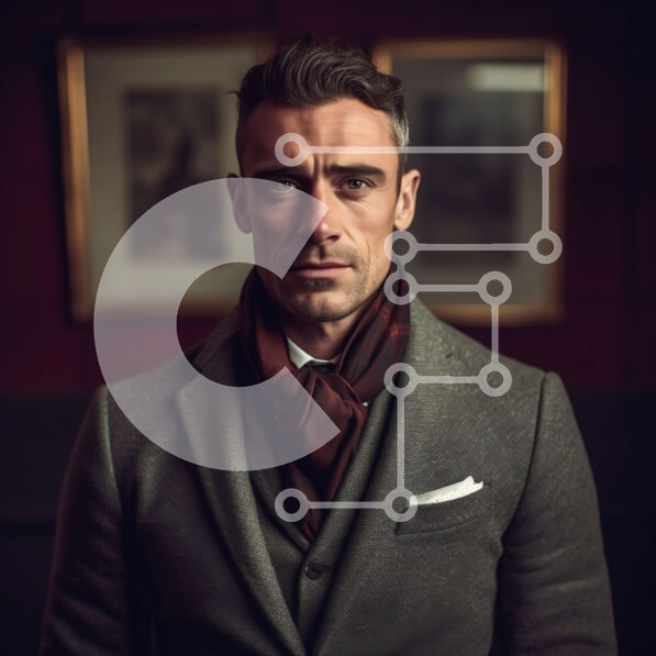 Intra Συλλεκτικό Ξύλινο Παζλ Plywood  4mm - Σοβαρός επιχειρηματίας σε ένα αμυδρά φωτισμένο δωμάτιο Σε Ξύλινο Κουτί - Διαστάσεις Puzzle: 10x10 cm – 25 κομμάτια