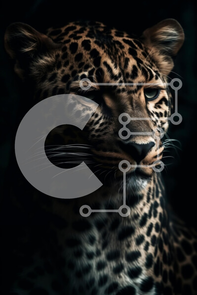 Σετ των 2 Intra Συλλεκτικό Ξύλινο Παζλ Plywood  4mm - Ισχυρή εικόνα μιας λεοπάρδαλης που κοιτάζει απευθείας την κάμερα Σε Ξύλινο Κουτί - Διαστάσεις: 10x10 cm – 25 κομμάτια