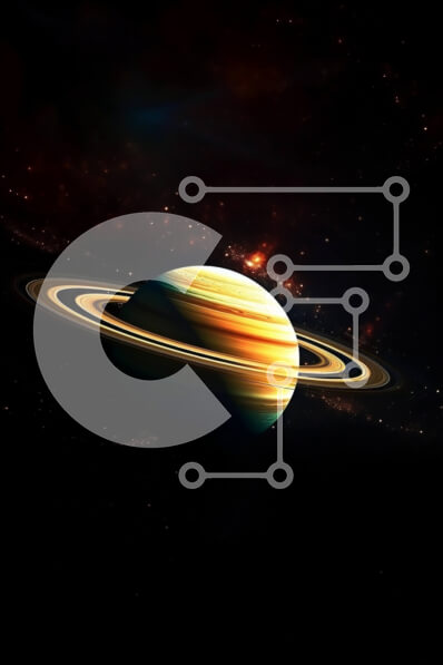 Intra Συλλεκτικό Ξύλινο Παζλ Plywood  4mm - Όμορφη εικόνα του Κρόνου με τους δακτυλίους και τα φεγγάρια του Σε Ξύλινο Κουτί - Διαστάσεις Puzzle: 10x10 cm – 25 κομμάτια