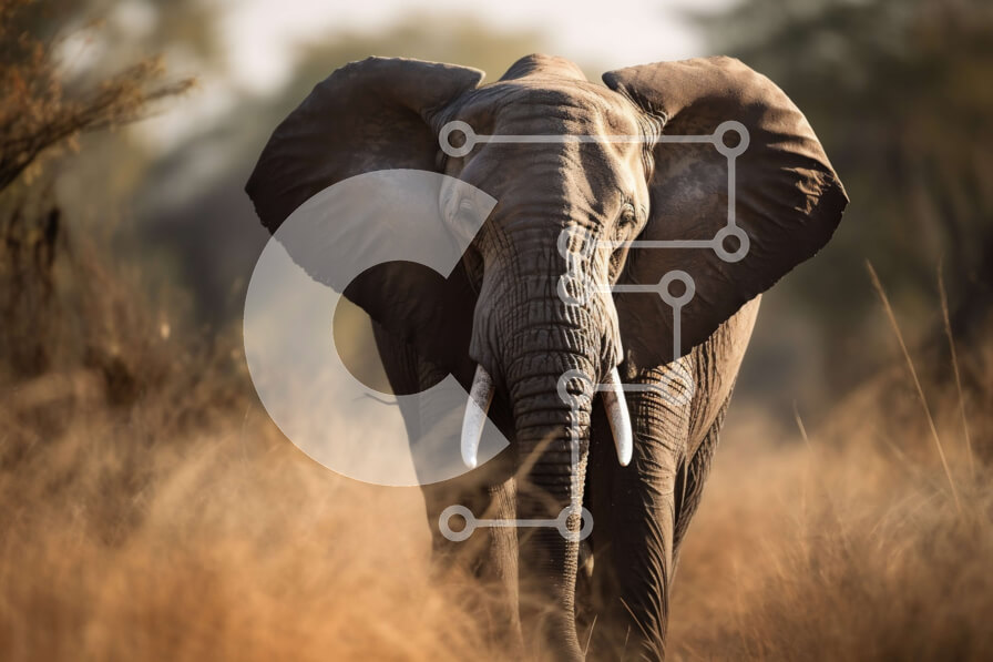 Intra Συλλεκτικό Ξύλινο Παζλ Plywood  4mm - Εκπληκτική εικόνα ενός ελέφαντα σε μια σαβάνα Σε Ξύλινο Κουτί - Διαστάσεις: 10x10 cm – 25 κομμάτια