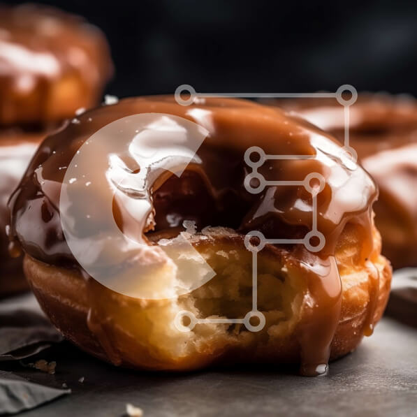 Σετ των 2 Intra Συλλεκτικό Ξύλινο Παζλ Plywood  4mm - Κοντινό πλάνο ντόνατς με γλάσο σοκολάτας Σε Ξύλινο Κουτί - Διαστάσεις: 10x10 cm – 25 κομμάτια