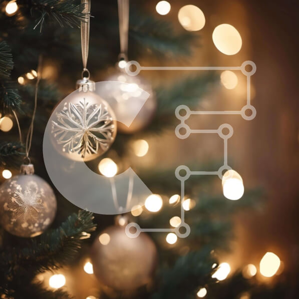 Intra Συλλεκτικό Ξύλινο Παζλ Plywood  4mm - Χριστουγεννιάτικο δέντρο με στολίδια και φωτάκια Σε Ξύλινο Κουτί - Διαστάσεις: 10x10 cm – 25 κομμάτια