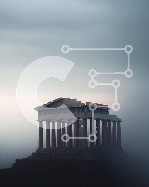 Intra Συλλεκτικό Ξύλινο Παζλ Plywood  4mm - Αρχαίος Ελληνικός Ναός στο Misty Hill Σε Ξύλινο Κουτί - Διαστάσεις Puzzle: 10x10 cm – 25 κομμάτια