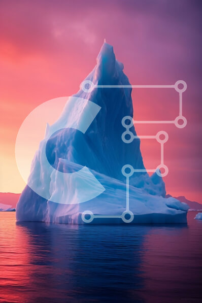 Σετ των 2 Intra Συλλεκτικό Ξύλινο Παζλ Plywood  4mm - Όμορφη εικόνα ενός παγόβουνου που επιπλέει στον ωκεανό στο ηλιοβασίλεμα Σε Ξύλινο Κουτί - Διαστάσεις: 10x10 cm – 25 κομμάτια