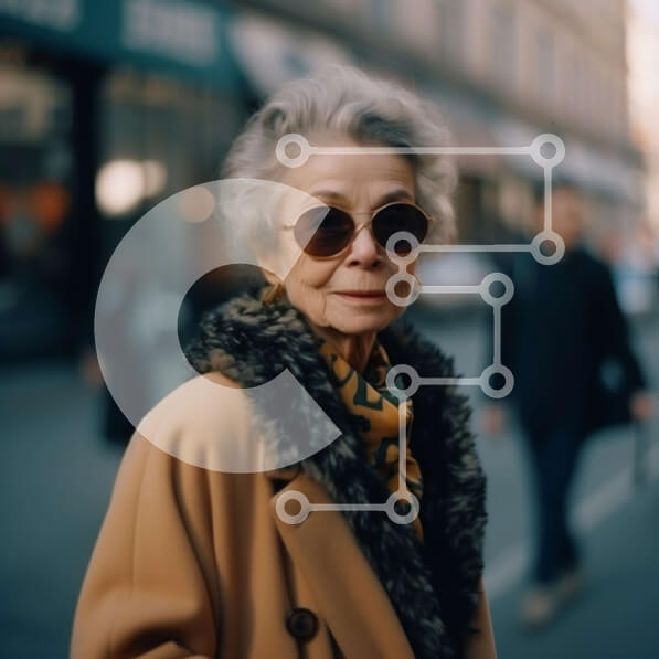 Intra Συλλεκτικό Ξύλινο Παζλ Plywood  4mm - Πορτρέτο μιας ηλικιωμένης γυναίκας σε έναν δρόμο της πόλης Σε Ξύλινο Κουτί - Διαστάσεις Puzzle: 10x10 cm – 25 κομμάτια