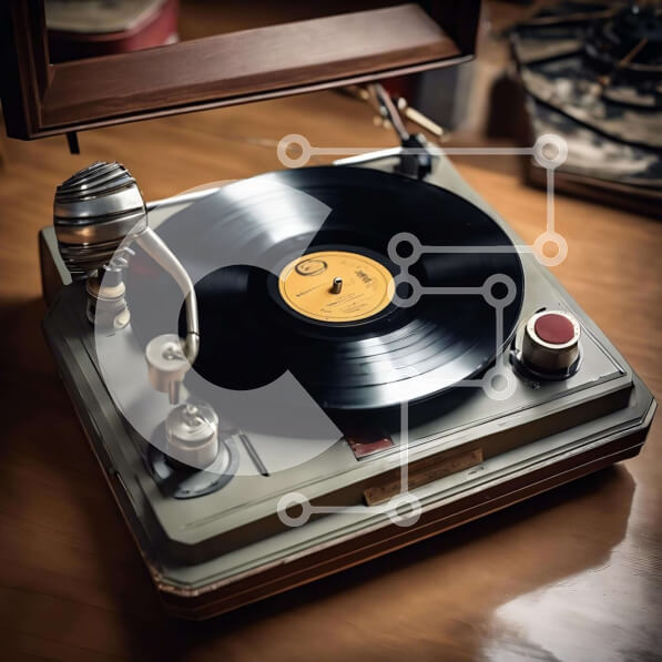 Intra Συλλεκτικό Ξύλινο Παζλ Plywood  4mm - Vintage πικάπ σε ξύλινο τραπέζι Σε Ξύλινο Κουτί - Διαστάσεις Puzzle: 10x10 cm – 25 κομμάτια