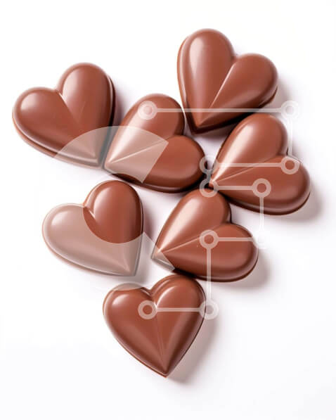 Σετ των 2 Intra Συλλεκτικό Ξύλινο Παζλ Plywood  4mm - Σοκολατένιες καραμέλες σε σχήμα καρδιάς διατεταγμένες σε καρδιές σε λευκό φόντο Σε Ξύλινο Κουτί - Διαστάσεις: 10x10 cm – 25 κομμάτια