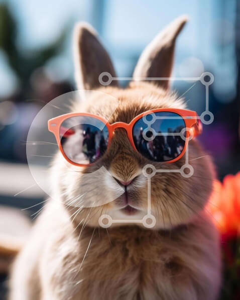 Σετ των 2 Intra Συλλεκτικό Ξύλινο Παζλ Plywood  4mm - Καφέ λαγουδάκι που φοράει γυαλιά ηλίου σε εξωτερικούς χώρους Σε Ξύλινο Κουτί - Διαστάσεις: 10x10 cm – 25 κομμάτια