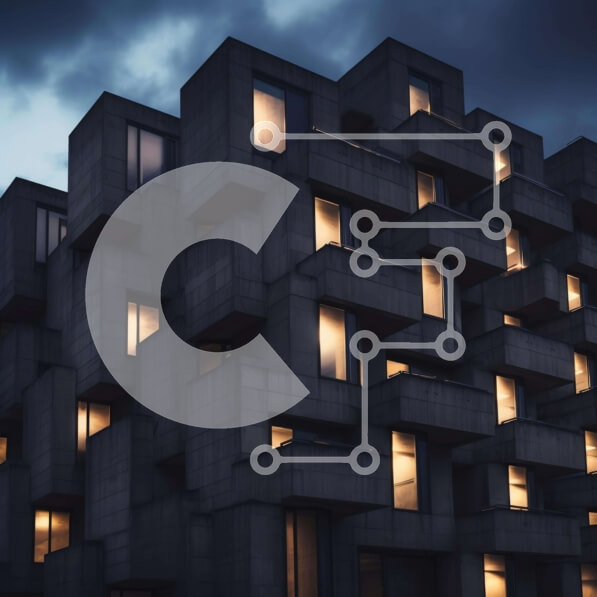 Intra Συλλεκτικό Ξύλινο Παζλ Plywood  4mm - Νυχτερινή όψη φωτισμένου σύγχρονου κτιρίου από σκυρόδεμα Σε Ξύλινο Κουτί - Διαστάσεις Puzzle: 10x10 cm – 25 κομμάτια