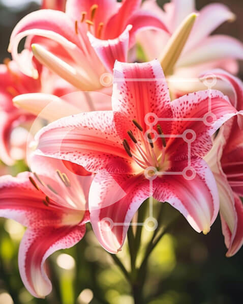 Intra Συλλεκτικό Ξύλινο Παζλ Plywood  4mm - Κοντινό πλάνο ανθισμένων ροζ και λευκών κρίνων Σε Ξύλινο Κουτί - Διαστάσεις: 10x10 cm – 25 κομμάτια