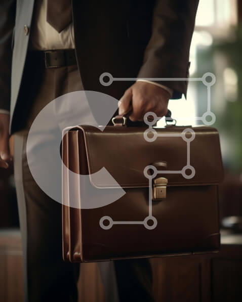 Intra Συλλεκτικό Ξύλινο Παζλ Plywood  4mm - Επιχειρηματίας που κρατά έναν καφέ χαρτοφύλακα Σε Ξύλινο Κουτί - Διαστάσεις Puzzle: 10x10 cm – 25 κομμάτια