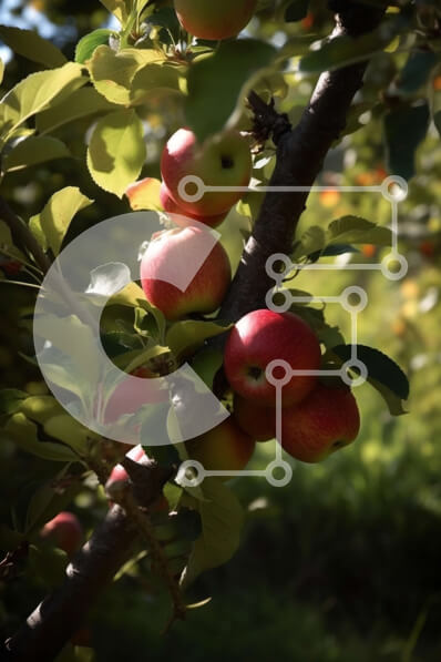 Σετ των 2 Intra Συλλεκτικό Ξύλινο Παζλ Plywood  4mm - Όμορφη εικόνα των φρέσκων κόκκινων μήλων που κρέμονται από ένα κλαδί δέντρου Σε Ξύλινο Κουτί - Διαστάσεις: 10x10 cm – 25 κομμάτια