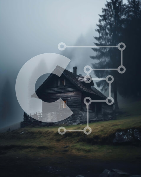 Intra Συλλεκτικό Ξύλινο Παζλ Plywood  4mm - Μικρή ξύλινη καμπίνα στο ομιχλώδες δάσος Σε Ξύλινο Κουτί - Διαστάσεις: 10x10 cm – 25 κομμάτια