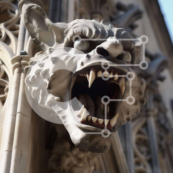 Intra Συλλεκτικό Ξύλινο Παζλ Plywood  4mm - Κεφάλι Gargoyle σε περίτεχνη πρόσοψη κτιρίου Σε Ξύλινο Κουτί - Διαστάσεις Puzzle: 10x10 cm – 25 κομμάτια