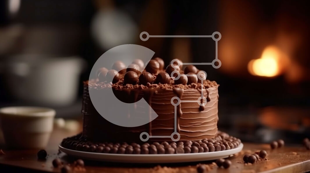 Σετ των 2 Intra Συλλεκτικό Ξύλινο Παζλ Plywood  4mm - Λαχταριστό κέικ σοκολάτας με σοκολάτα σε ξύλινο τραπέζι Σε Ξύλινο Κουτί - Διαστάσεις: 10x10 cm – 25 κομμάτια