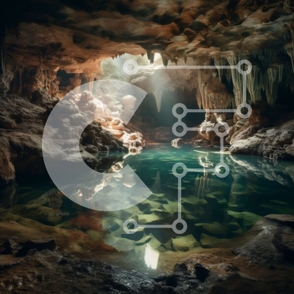 Intra Συλλεκτικό Ξύλινο Παζλ Plywood  4mm - Θεαματική υπόγεια σπηλιά με κρυστάλλινη τιρκουάζ πισίνα Σε Ξύλινο Κουτί - Διαστάσεις: 10x10 cm – 25 κομμάτια