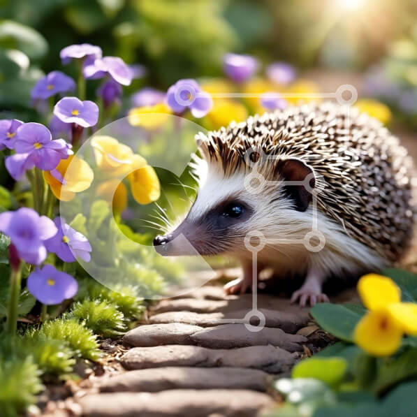 Intra Συλλεκτικό Ξύλινο Παζλ Plywood  4mm - Σκαντζόχοιρος σε έναν πολύχρωμο κήπο Σε Ξύλινο Κουτί - Διαστάσεις: 10x10 cm – 25 κομμάτια