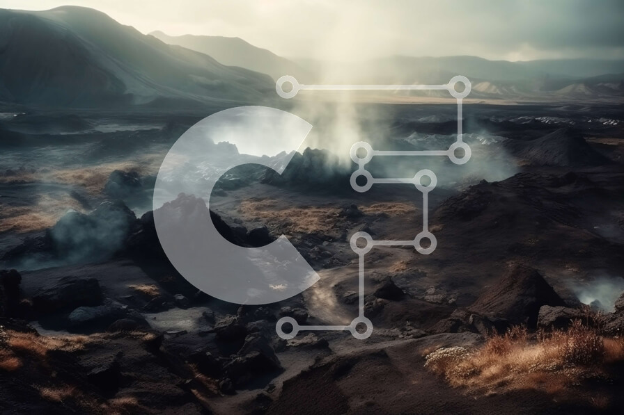 Intra Συλλεκτικό Ξύλινο Παζλ Plywood  4mm - Άγονο και βραχώδες τοπίο με ηφαίστειο που καπνίζει Σε Ξύλινο Κουτί - Διαστάσεις: 10x10 cm – 25 κομμάτια