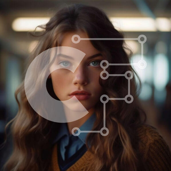 Intra Συλλεκτικό Ξύλινο Παζλ Plywood  4mm - Πορτρέτο μιας νεαρής γυναίκας με καστανά μαλλιά και καστανά μάτια που φορά ένα κίτρινο πουλόβερ Σε Ξύλινο Κουτί - Διαστάσεις Puzzle: 10x10 cm – 25 κομμάτια