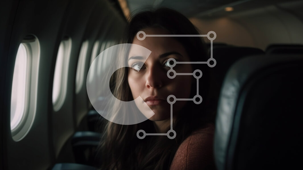 Intra Συλλεκτικό Ξύλινο Παζλ Plywood  4mm - Σοβαρή νεαρή γυναίκα που κοιτάζει έξω από το παράθυρο αεροπλάνων Σε Ξύλινο Κουτί - Διαστάσεις Puzzle: 10x10 cm – 25 κομμάτια