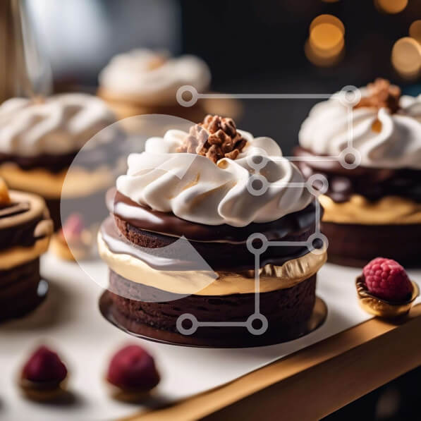 Σετ των 2 Intra Συλλεκτικό Ξύλινο Παζλ Plywood  4mm - Λαχταριστά Cupcakes σοκολάτας με σαντιγί και γέμιση βατόμουρου Σε Ξύλινο Κουτί - Διαστάσεις: 10x10 cm – 25 κομμάτια