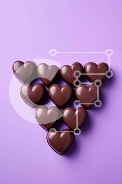 Intra Συλλεκτικό Ξύλινο Παζλ Plywood  4mm - Σοκολατένιες καρδιές σε σχήμα τριγώνου σε μωβ φόντο Σε Ξύλινο Κουτί - Διαστάσεις: 10x10 cm – 25 κομμάτια