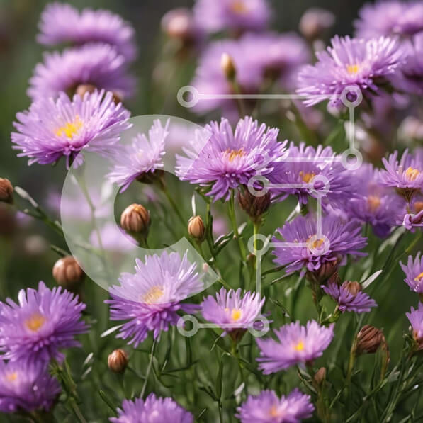 Intra Συλλεκτικό Ξύλινο Παζλ Plywood  4mm - Ανθισμένα μοβ λουλούδια σε ένα ανοιχτό χωράφι Σε Ξύλινο Κουτί - Διαστάσεις: 10x10 cm – 25 κομμάτια