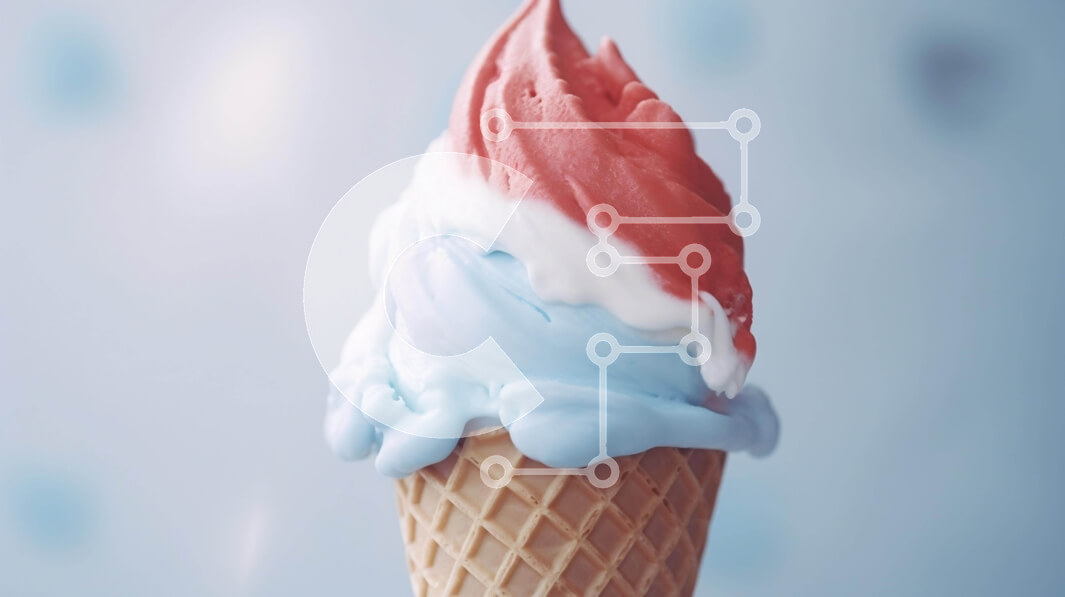 Σετ των 2 Intra Συλλεκτικό Ξύλινο Παζλ Plywood  4mm - Κόκκινο, λευκό και μπλε χωνάκι παγωτού σε μπλε φόντο Σε Ξύλινο Κουτί - Διαστάσεις: 10x10 cm – 25 κομμάτια