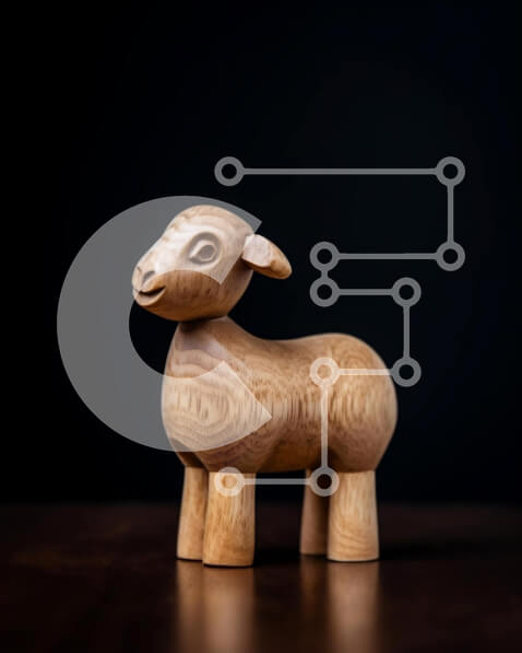 Intra Συλλεκτικό Ξύλινο Παζλ Plywood  4mm - Ξύλινο παιχνίδι πρόβατα στο τραπέζι Σε Ξύλινο Κουτί - Διαστάσεις: 10x10 cm – 25 κομμάτια