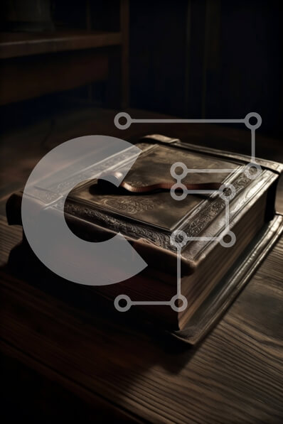 Intra Συλλεκτικό Ξύλινο Παζλ Plywood  4mm - Vintage εικόνα ενός παλιού βιβλίου σε ένα ξύλινο τραπέζι Σε Ξύλινο Κουτί - Διαστάσεις: 10x10 cm – 25 κομμάτια