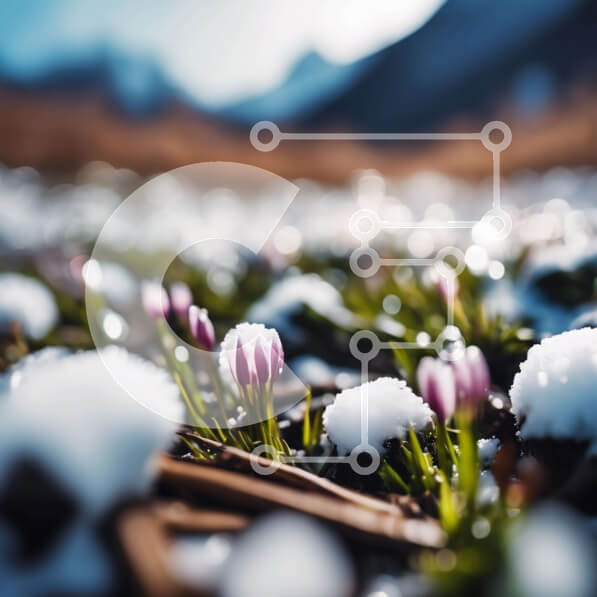 Intra Συλλεκτικό Ξύλινο Παζλ Plywood  4mm - Χιονισμένα λουλούδια σε ένα χειμερινό τοπίο Σε Ξύλινο Κουτί - Διαστάσεις: 10x10 cm – 25 κομμάτια