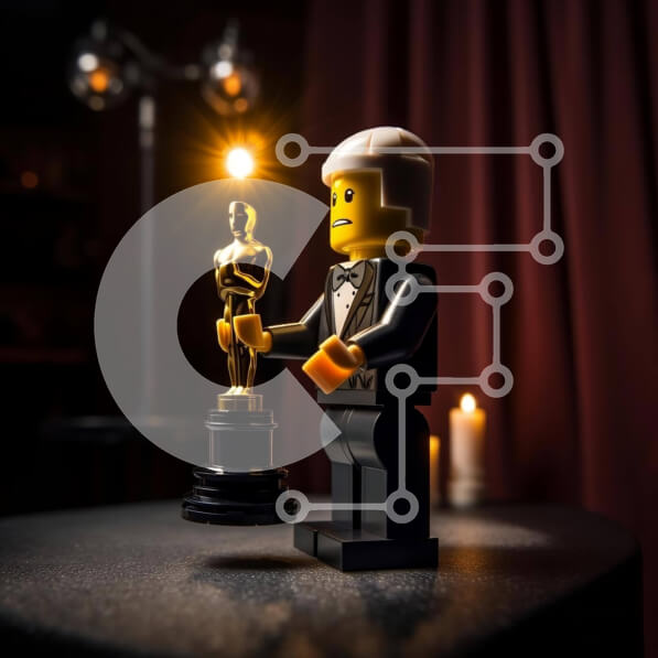 Intra Συλλεκτικό Ξύλινο Παζλ Plywood  4mm - Φιγούρα Lego με αγαλματίδιο Όσκαρ και κεριά Σε Ξύλινο Κουτί - Διαστάσεις: 10x10 cm – 25 κομμάτια