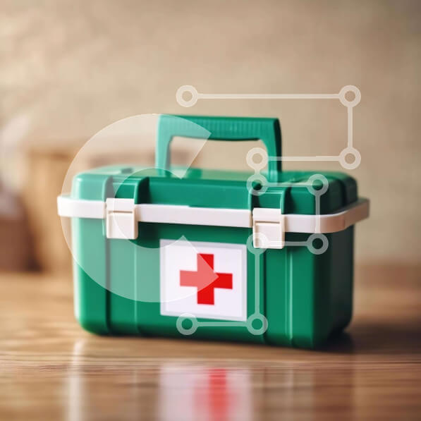 Intra Συλλεκτικό Ξύλινο Παζλ Plywood  4mm - Πράσινο κιτ πρώτων βοηθειών σε ξύλινο τραπέζι Σε Ξύλινο Κουτί - Διαστάσεις Puzzle: 10x10 cm – 25 κομμάτια