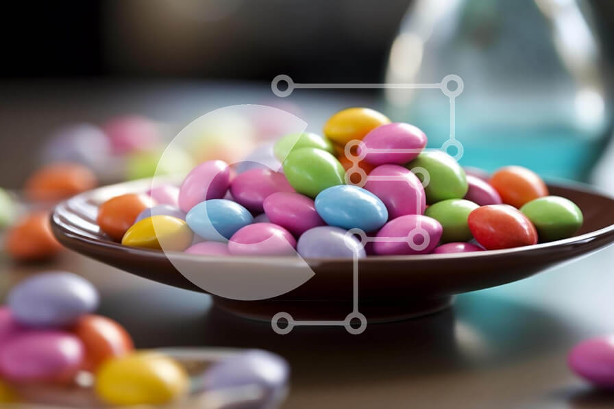 Σετ των 2 Intra Συλλεκτικό Ξύλινο Παζλ Plywood  4mm - Πολύχρωμα μπουκάλια καραμέλας και νερού στο τραπέζι Σε Ξύλινο Κουτί - Διαστάσεις: 10x10 cm – 25 κομμάτια