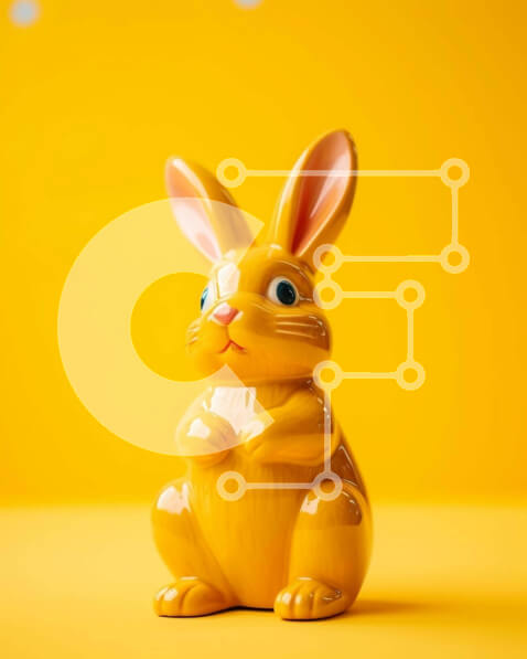 Intra Συλλεκτικό Ξύλινο Παζλ Plywood  4mm - Μικρό κίτρινο ειδώλιο λαγουδάκι σε πορτοκαλί φόντο Σε Ξύλινο Κουτί - Διαστάσεις Puzzle: 10x10 cm – 25 κομμάτια