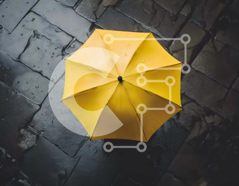 Intra Συλλεκτικό Ξύλινο Παζλ Plywood  4mm - Ανάποδη Κίτρινη Ομπρέλα - Καταφύγιο από τη Βροχή Σε Ξύλινο Κουτί - Διαστάσεις: 10x10 cm – 25 κομμάτια