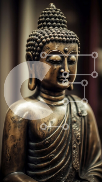 Intra Συλλεκτικό Ξύλινο Παζλ Plywood  4mm - Γαλήνιο χρυσό καθισμένο άγαλμα του Βούδα Σε Ξύλινο Κουτί - Διαστάσεις Puzzle: 10x10 cm – 25 κομμάτια