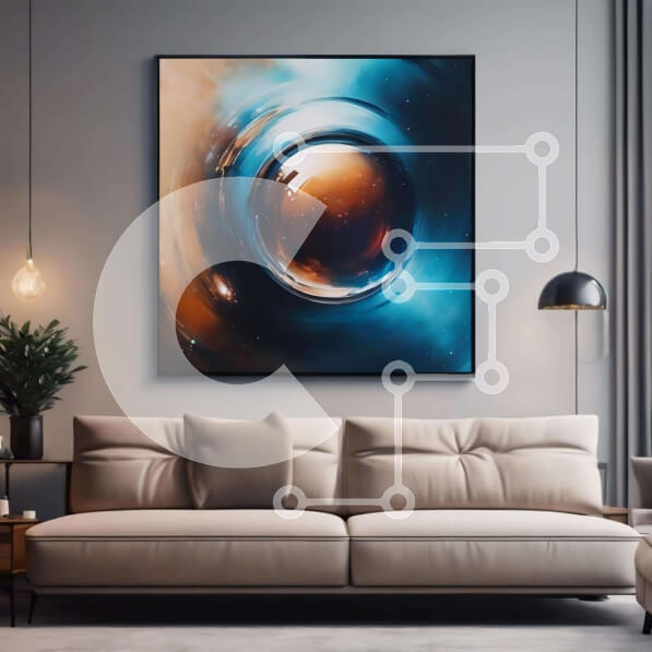 Intra Συλλεκτικό Ξύλινο Παζλ Plywood  4mm - Αφηρημένη ζωγραφική στο εσωτερικό του σαλονιού Σε Ξύλινο Κουτί - Διαστάσεις Puzzle: 10x10 cm – 25 κομμάτια