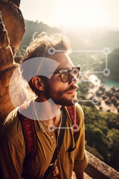 Σετ των 2 Intra Συλλεκτικό Ξύλινο Παζλ Plywood  4mm - Γαλήνια θέα στο ηλιοβασίλεμα από τον βράχο με θέα στο νερό Σε Ξύλινο Κουτί - Διαστάσεις: 10x10 cm – 25 κομμάτια