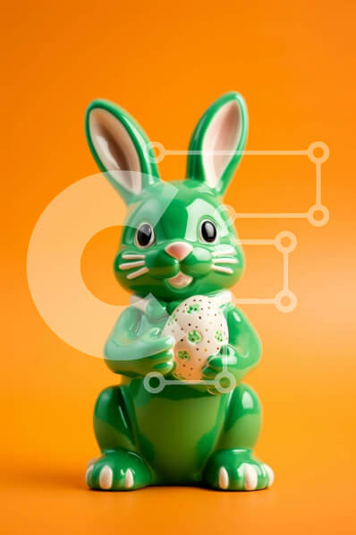 Intra Συλλεκτικό Ξύλινο Παζλ Plywood  4mm - Ειδώλιο λαγουδάκι του Πάσχα που κρατά το πασχαλινό αυγό σε πορτοκαλί φόντο Σε Ξύλινο Κουτί - Διαστάσεις: 10x10 cm – 25 κομμάτια