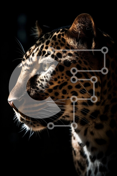 Σετ των 2 Intra Συλλεκτικό Ξύλινο Παζλ Plywood  4mm - Το πρόσωπο της λεοπάρδαλης στο σκοτάδι με λαμπερά μάτια Σε Ξύλινο Κουτί - Διαστάσεις: 10x10 cm – 25 κομμάτια