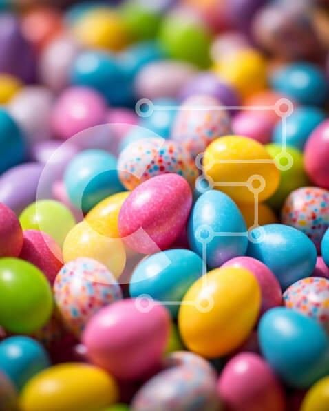 Intra Συλλεκτικό Ξύλινο Παζλ Plywood  4mm - Πολύχρωμα Πασχαλινά αυγά διάσπαρτα στο τραπέζι Σε Ξύλινο Κουτί - Διαστάσεις: 10x10 cm – 25 κομμάτια